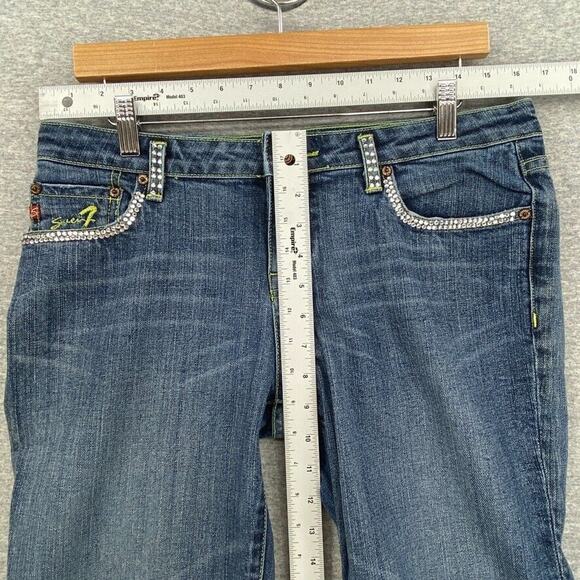 Seven7 Premium Denim Jeans Womens 32 Blue Mid Rise Bootcut Bling Medium Wash - Picture 5 of 12